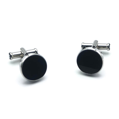 Montblanc Cufflinks Steel Black Onyx 2in1 Round (Y) - Shams Shopping Centre Mont Blanc