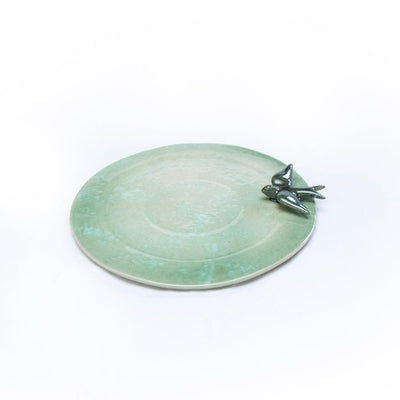 Tableware Mint Green Cake Plate With Bird 12" - Shams Shopping Centre Tableware