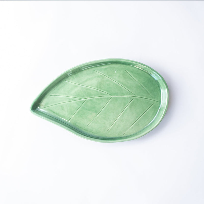 Tableware Olive Green Oval Leaf Large
