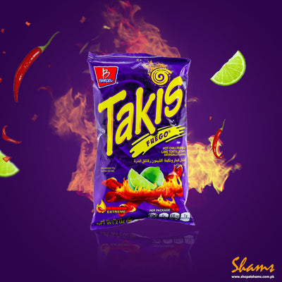 Takis Fuego Hot Chilli Pepper & Lime Tortilla Chips 56g - Shams Shopping Centre Takis