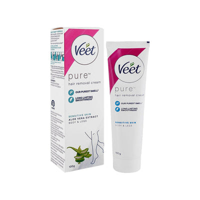 Veet Sensitive Skin Aloe Vera Extract Body & Legs Pure Hair Removel Cream 100g - Shams Shopping Centre Veet