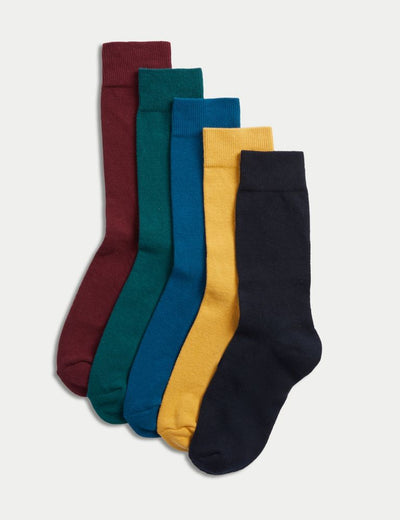 M&S 5 Pcs Cool & Fresh Cushioned Socks Multi Size (9-12) - Shams Shopping Centre Marks & Spencer