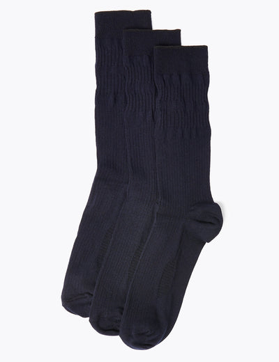 M&S Gentle Grip Non Elastic Black (6-8 1/2) 3p Socks - Shams Shopping Centre Marks & Spencer