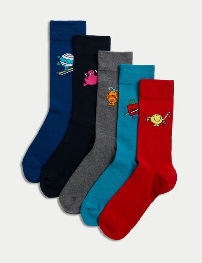 M&S 5 Pcs Cotton Rich Mr. Men Socks - Shams Shopping Centre Marks & Spencer