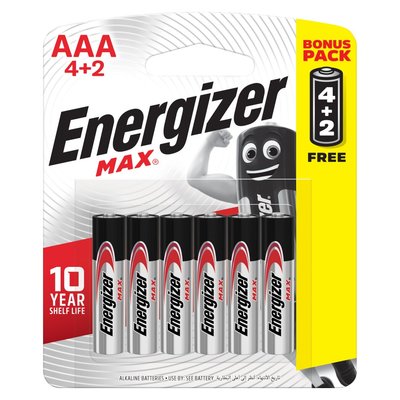 Energizer Max ALK AAA BP4+2 - Shams Shopping Centre Energizer