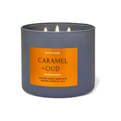 BBW White Barn Caramel Oud 3 Wick Candle 411g - Shams Shopping Centre Bath & Body Works