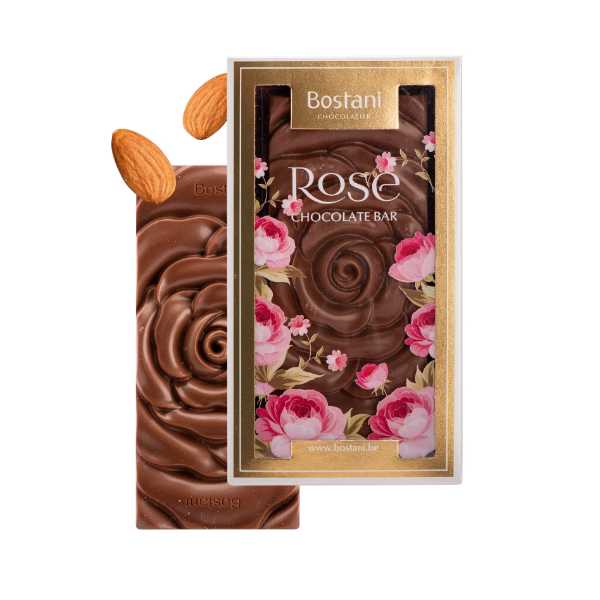 Bostani Rose Shaped Milk Chocolate With Almonds 100g