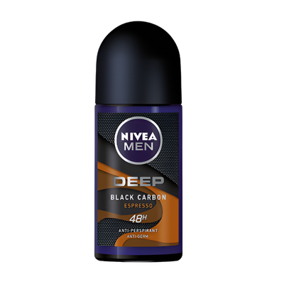 Nivea Men Deep Black Charcoal Espresso Roll On 50ml - Shams Shopping Centre Nivea