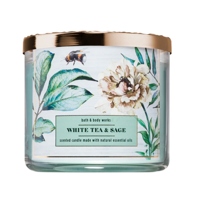 BBW White Tea & Sage Scented Candle 411g - Shams Shopping Centre Bath & Body Works