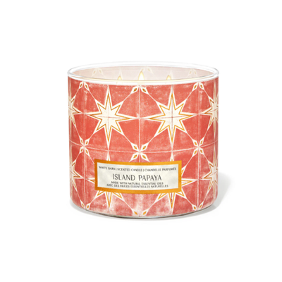 BBW White Barn Island Papaya 3 Wick Scented Candle 411g - Shams Shopping Centre Bath & Body Works