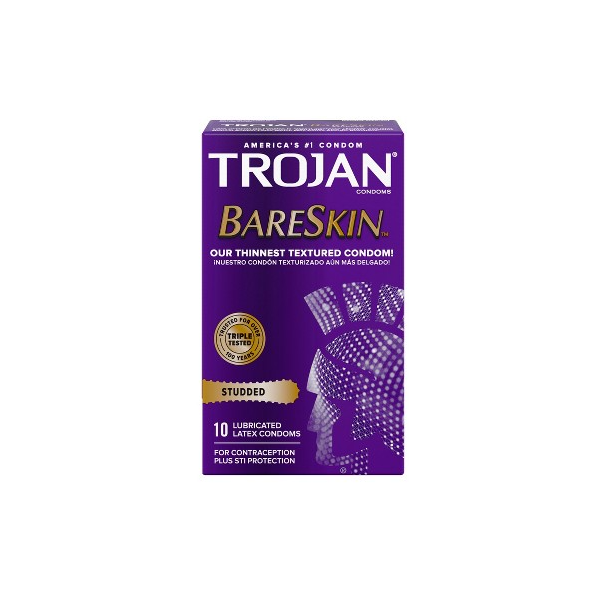 Trojan Studded BareSkin Premium Lube Condoms 10pcs