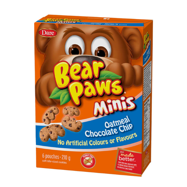 Bear Paws Pattes D’ours Oatmeal Minis Chocolate Chip 35g