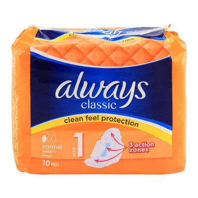 Always Classic Clean Feel Protection 10 Normal Pads - Shams Shopping Centre Always