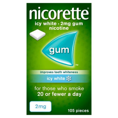 Nicorette Icy White 2mg 105pc - Shams Shopping Centre Nicorette