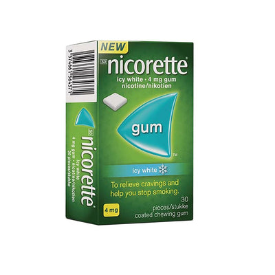 Nicorette icy white 4mg gum 105pcs - Shams Shopping Centre Nicorette