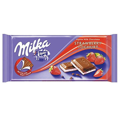 Milka Alpine Milk Chocolate Strawberry Youghurt 100gm - Shams Shopping Centre Milka Suchard