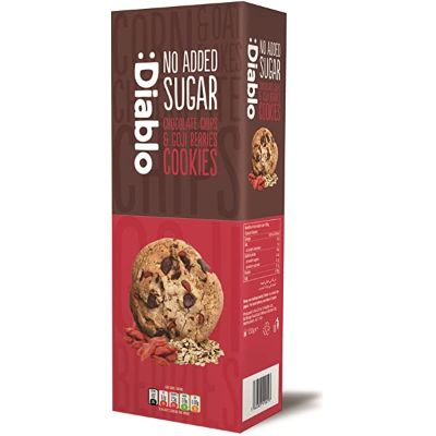 Diablo No Sugar Added Chocolate Chip & Coji Berries Cookies 135g - Shams Shopping Centre Diablo