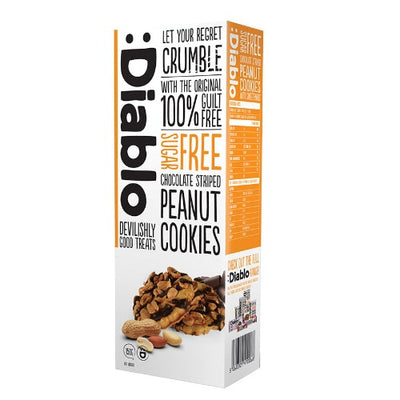 Diablo No Sugar Added Chocolate Striped Peanut Cookies 150g - Shams Shopping Centre Diablo