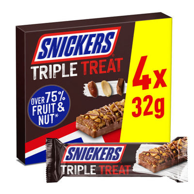 Snickers Triple Treat Fruit & Nut Bars 4x32g - Shams Shopping Centre Snickers