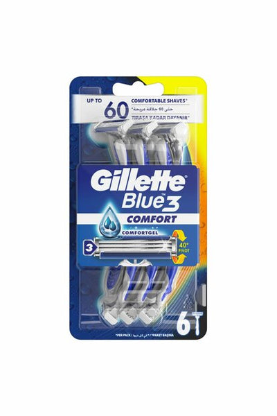 Gillette Blue 3 Razor Pack of 6 - Shams Shopping Centre Gillette