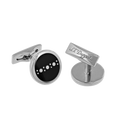 Boutons De Manchette Maçonniques Noir Et Argent – Dimensions 17 Mm – Plaqué Argent – Symboles équerre Et Compas – Pour Cérémonies, événements Ou Quotidien – Avec étui - 2