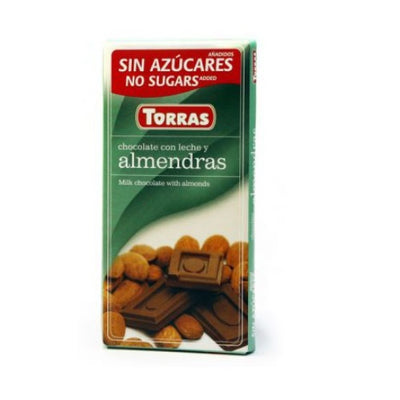 Torras No Sugar Added Milk & Almond Bar 75g - Shams Shopping Centre Torras