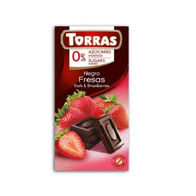 Torras Zero Sugar Dark &Strawberries Bar 75g - Shams Shopping Centre Torras