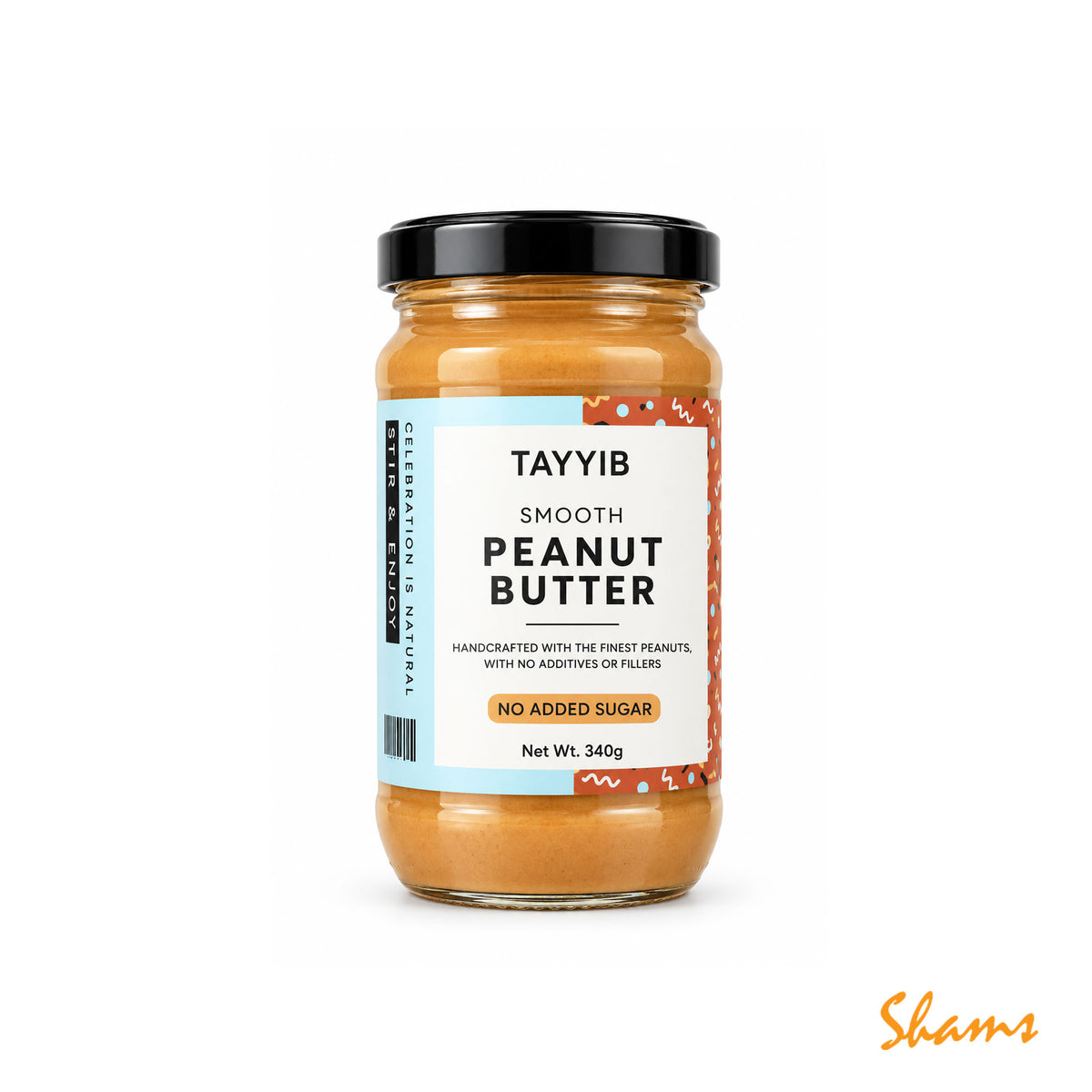 Tayyib Smooth Peanut Butter No Added Sugar 340g
