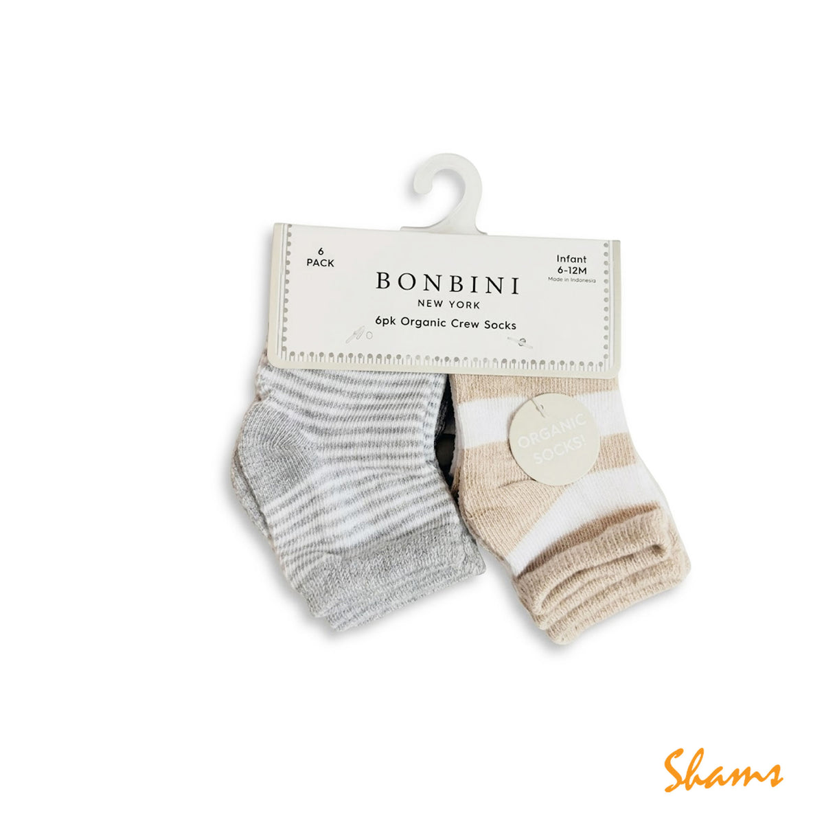 Bonbini Organic 6p Crew Kids Sock