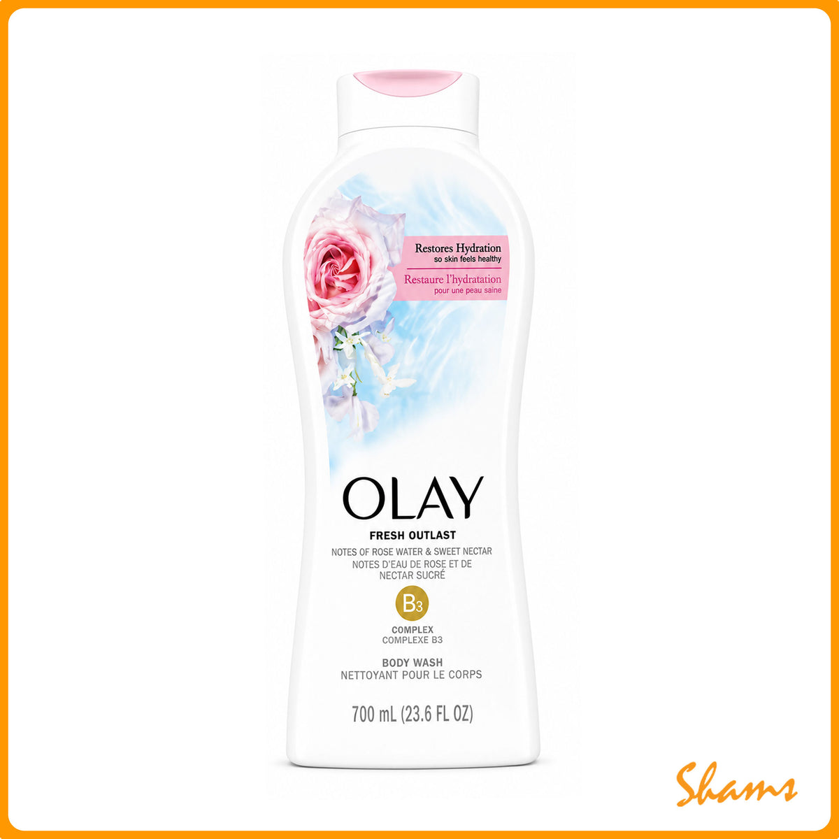 OLAY Rose Water & Sweet Nectar Body Wash 700ml (23.6.Oz)
