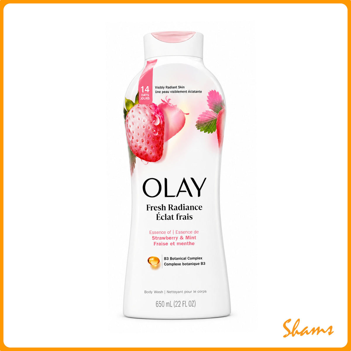 OLAY Cooling White Strawberry & Mint Body Wash 650ml (22.Oz)