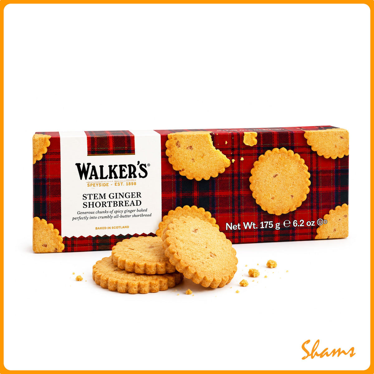 Walkers Stem Ginger Shortbread 175g