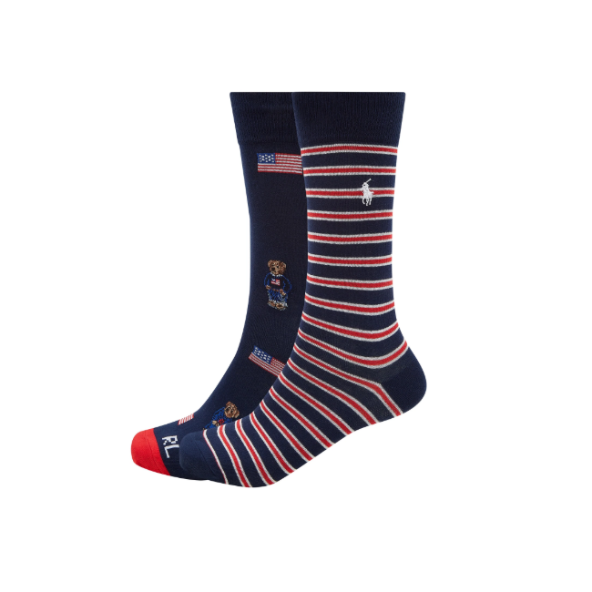 Ralph Lauren Polo American Bear 2p Dress Socks
