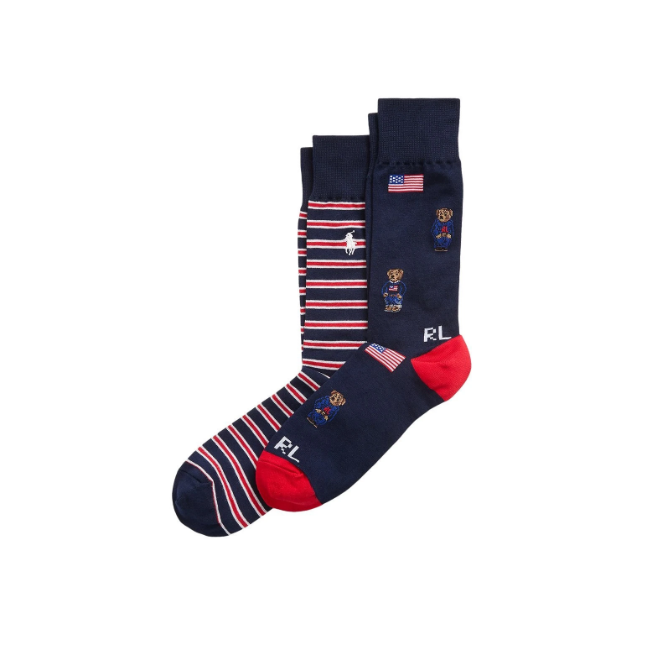 Ralph Lauren Polo American Bear 2p Dress Socks
