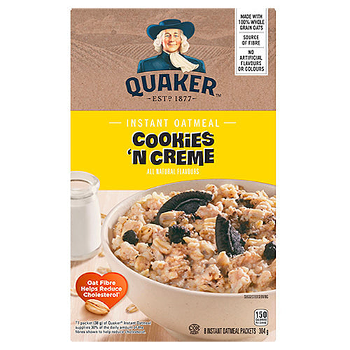 Quaker Oatmeal Cookies 'N Creme Flavour Instant Oatmeal 304g - Shams Shopping Centre Quaker  