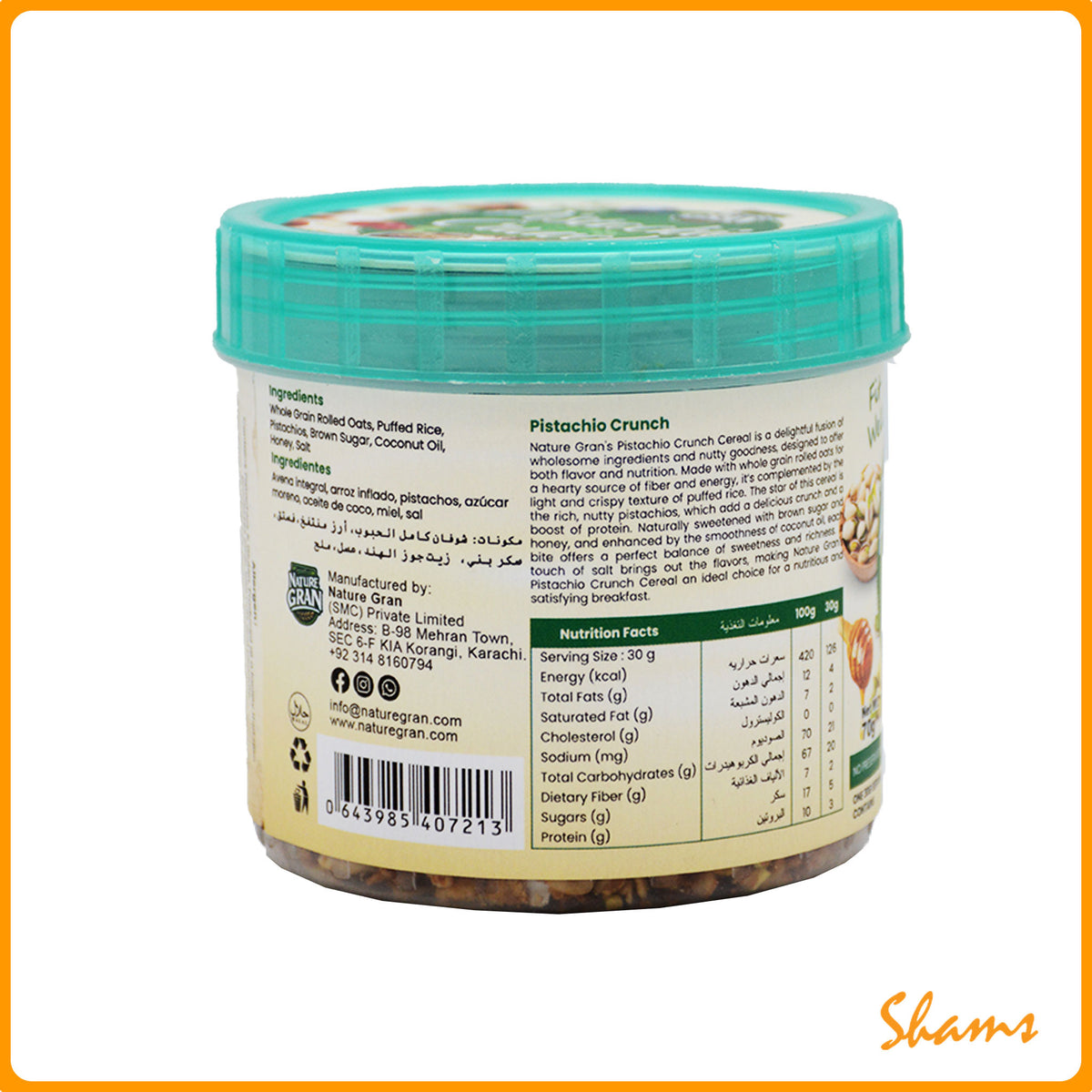 Nature Gran Pistachio Crunch Cereal Jar 70g