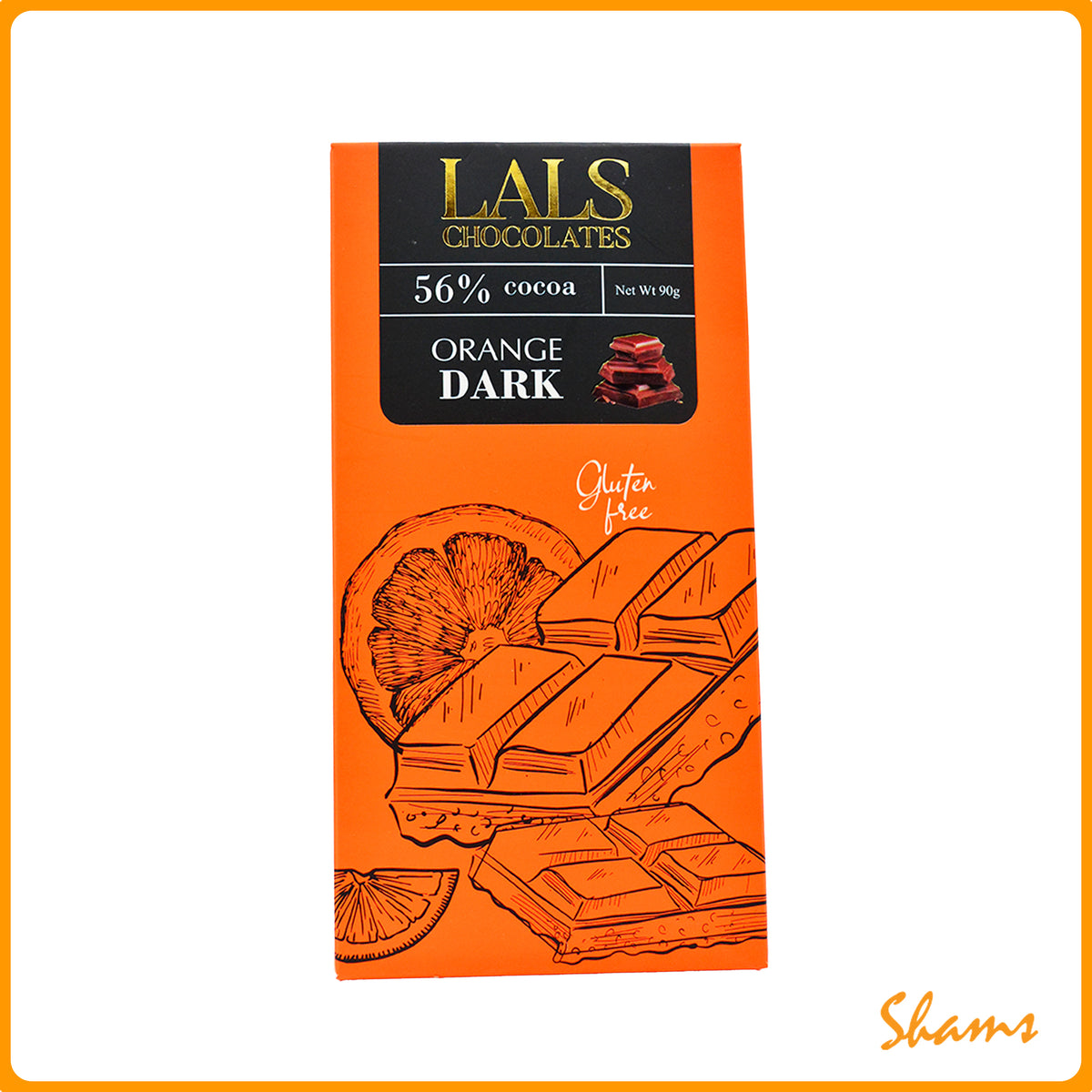 Lals Chocolate 56% Cocoa Orange Dark 90g