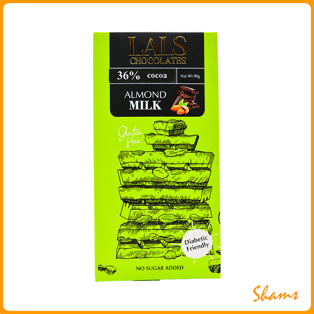 Lals Chocolate 56% Cocoa Almond Milk Sugar Free 90g