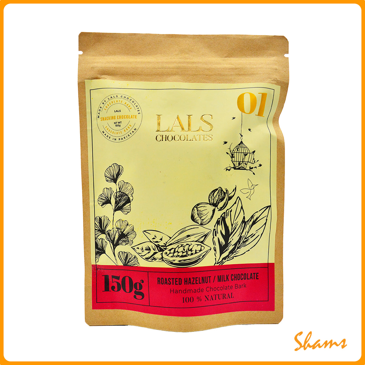 Lals Chocolate Roasted Hazelnut in Milk Chocolate Pouch 150g