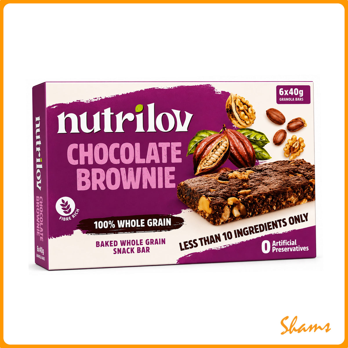 Nutrilov Chocolate Brownie Granola Bar 6X40g