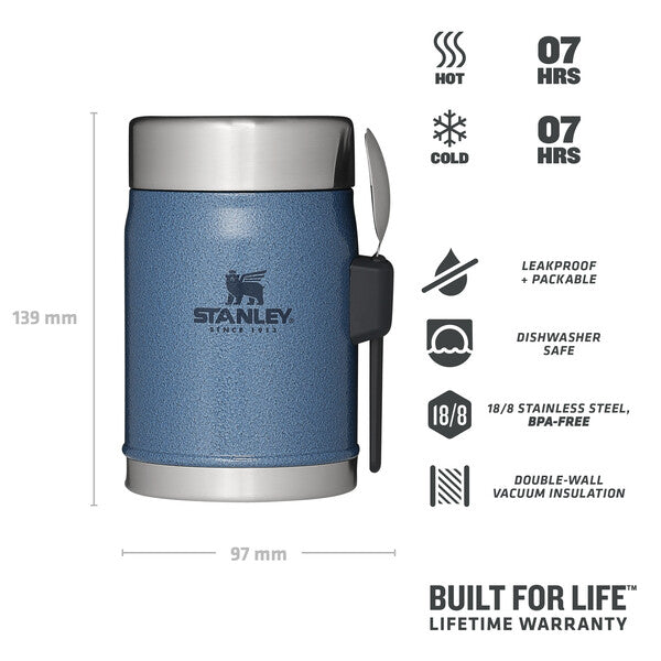 Stanley Classic Legendary Food Jar + Spork | 0.4L | Hammertone Lake - Shams Shopping Centre Stanley  