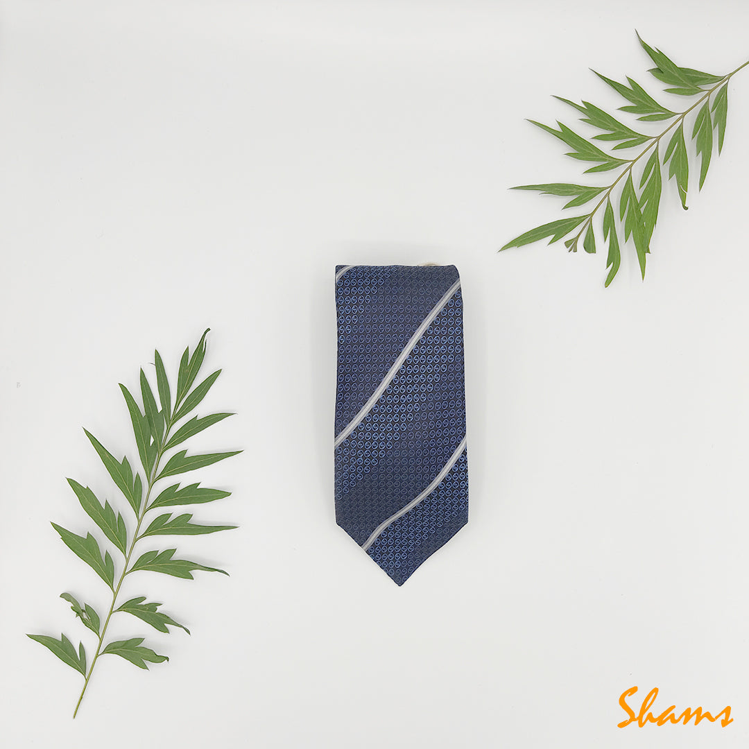 Gucci Navy Two-Tone Interlocking G Stripe Silk Tie (Y) - Shams Shopping Centre Gucci  