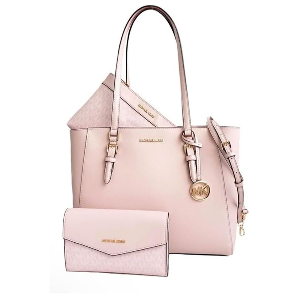 Michael Kors Charlotte Large 3in1 Tote Crossbody Handbag Leather Powder Blush