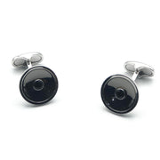 Montblanc Cufflinks Grey & Steel With Small Onyx in Middle (Y) - Shams Shopping Centre Mont Blanc  
