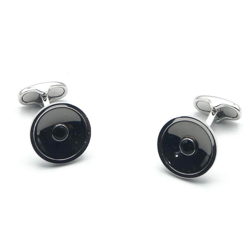 Montblanc Cufflinks Grey & Steel With Small Onyx in Middle (Y)