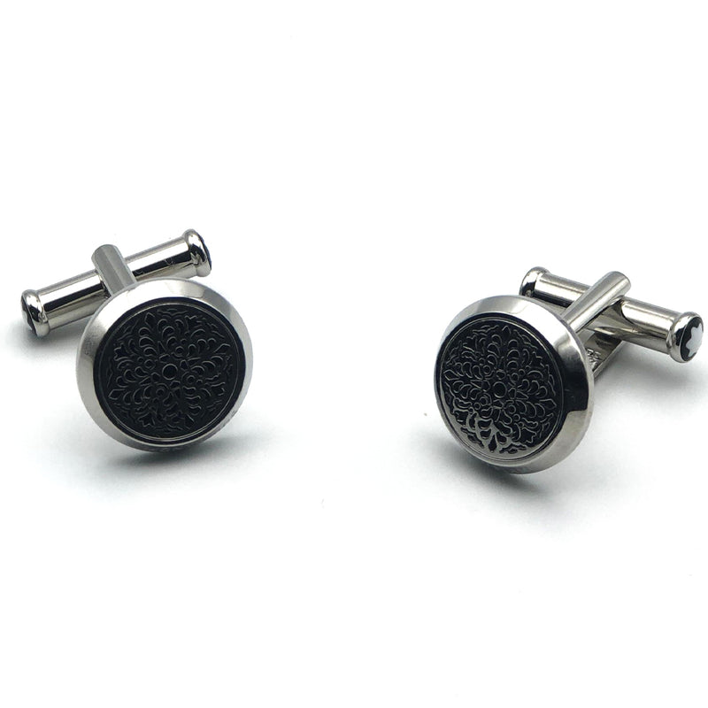 Montblanc Cufflinks Cut Piece Flower Design Round (Y)