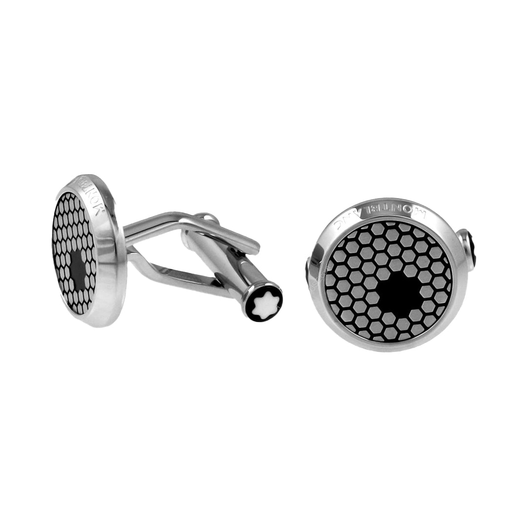 Montblanc Cufflinks Honeycomb With Star Steel Round (Y) - Shams Shopping Centre Mont Blanc  