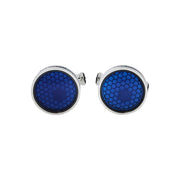 Montblanc Cufflinks Blue Glass With Star Steel Round (Y) - Shams Shopping Centre Mont Blanc  