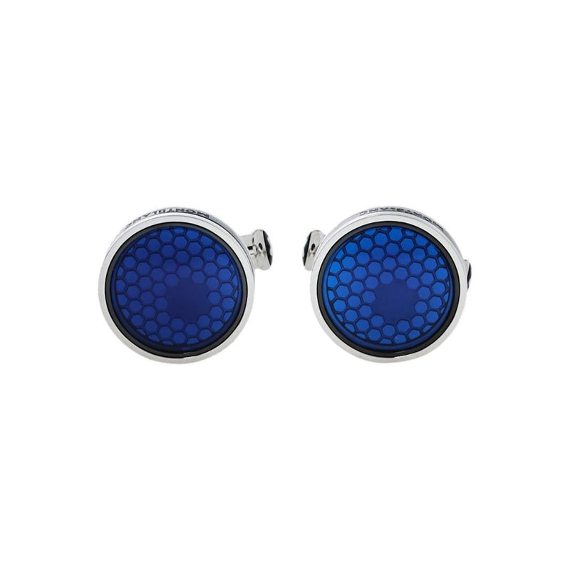 Montblanc Cufflinks Blue Glass With Star Steel Round (Y)