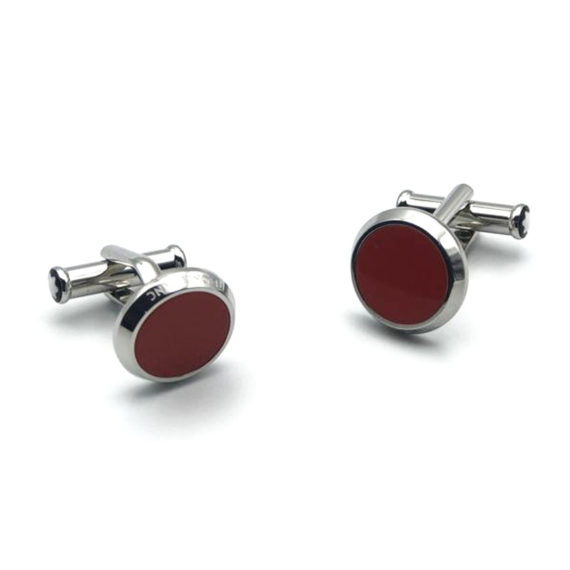 Montblanc Cufflinks Silver With Red Round (Y)